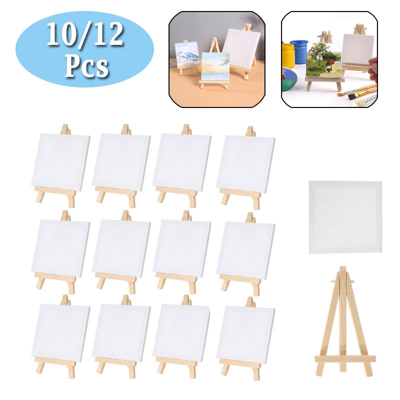 10/12pcs Mini Canvas and Easel - Kids Art Easel ulasan dan harga