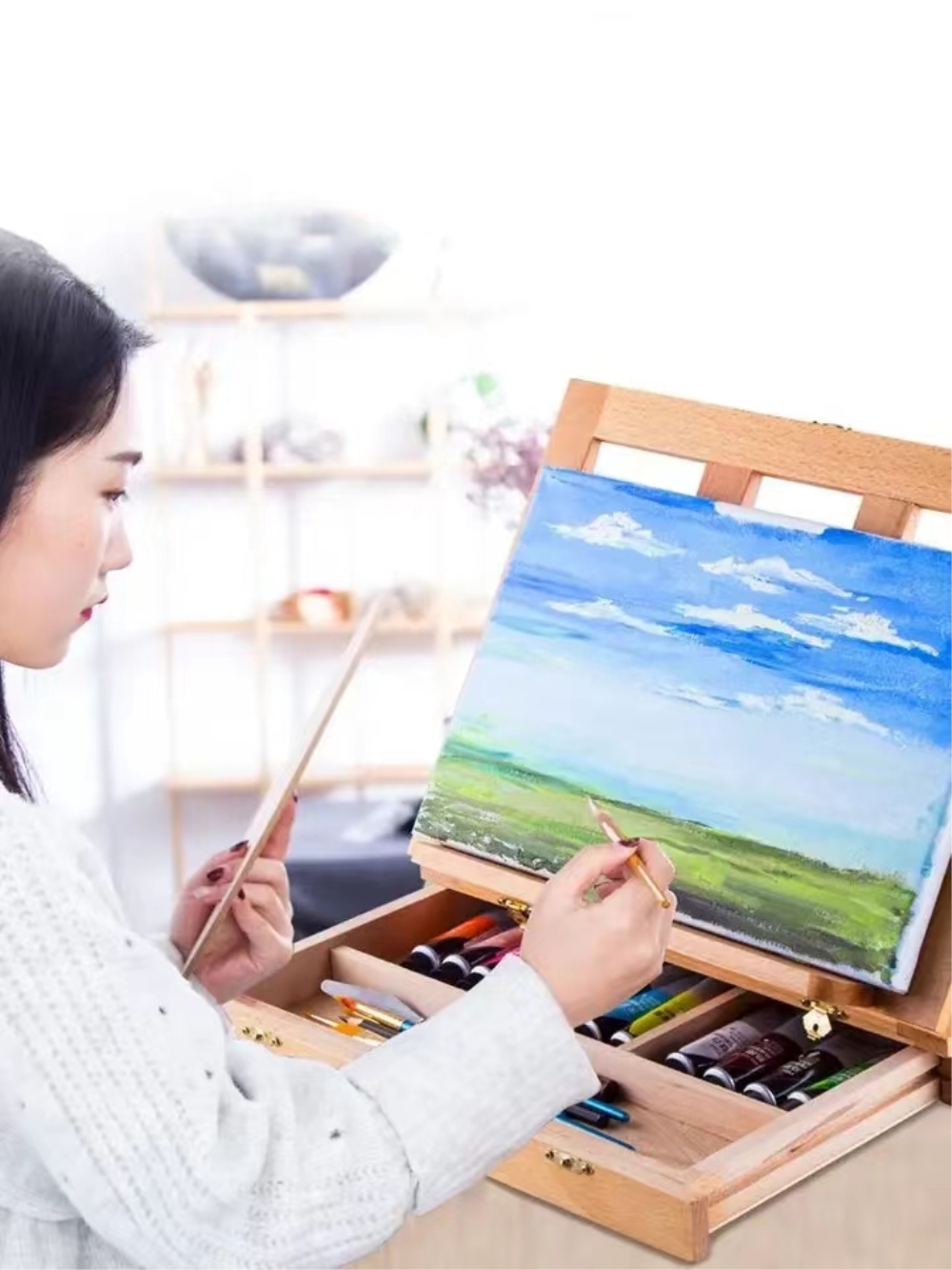 Portable Wooden Table Easel fo - Kids Art Easel ulasan dan harga