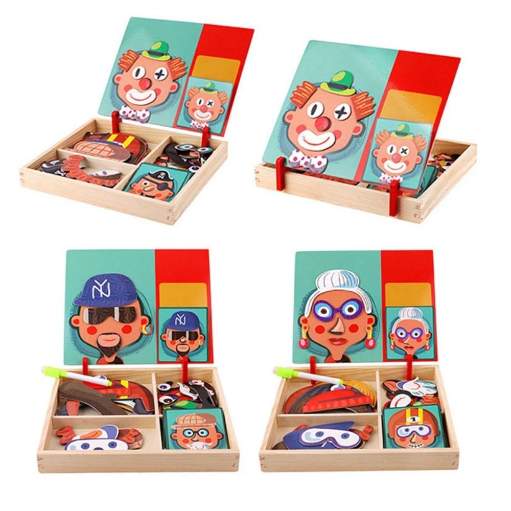 Wood Magnetic 3D Puzzles with  - Kids Toys Drawing Easy ulasan dan harga