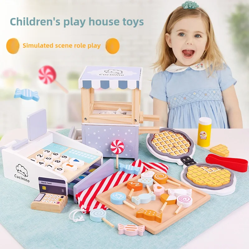 Wooden Kids Cash Register Pret - Toy Cash Register ulasan dan harga