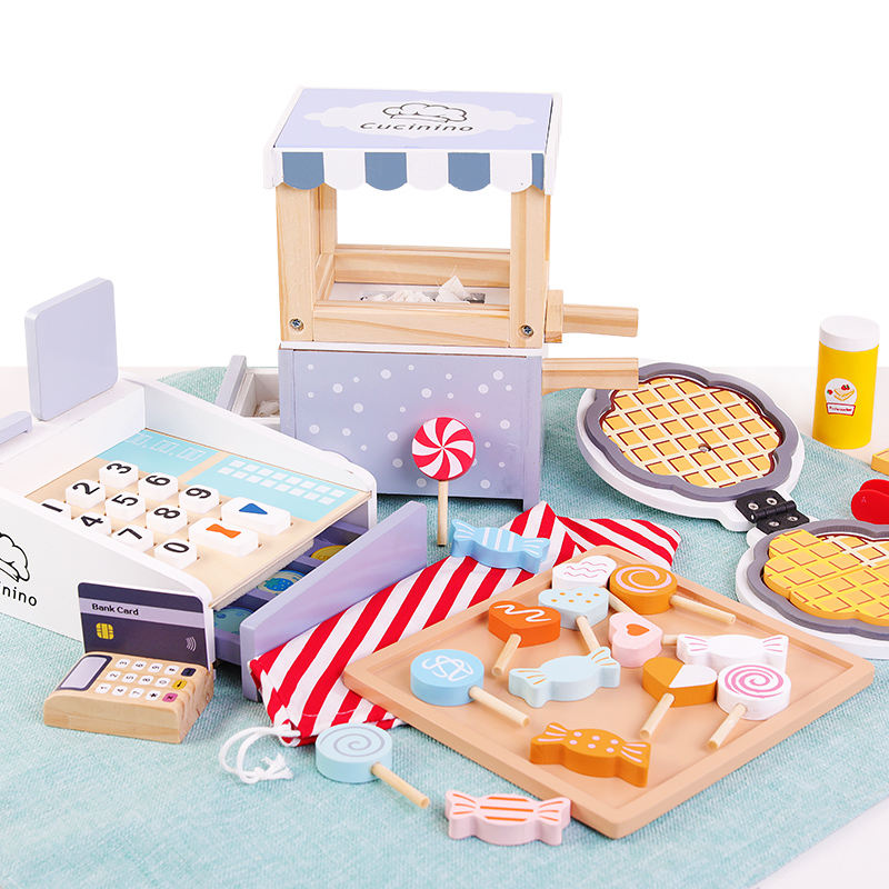 Wooden Kids Cash Register Pret - Toy Cash Register ulasan dan harga