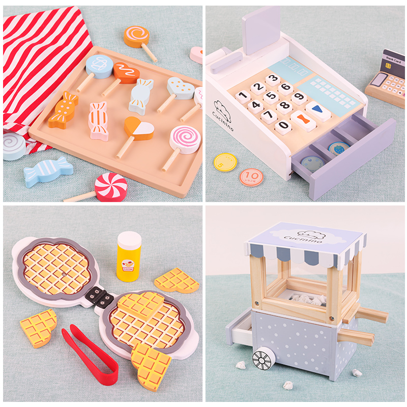 Wooden Kids Cash Register Pret - Toy Cash Register ulasan dan harga