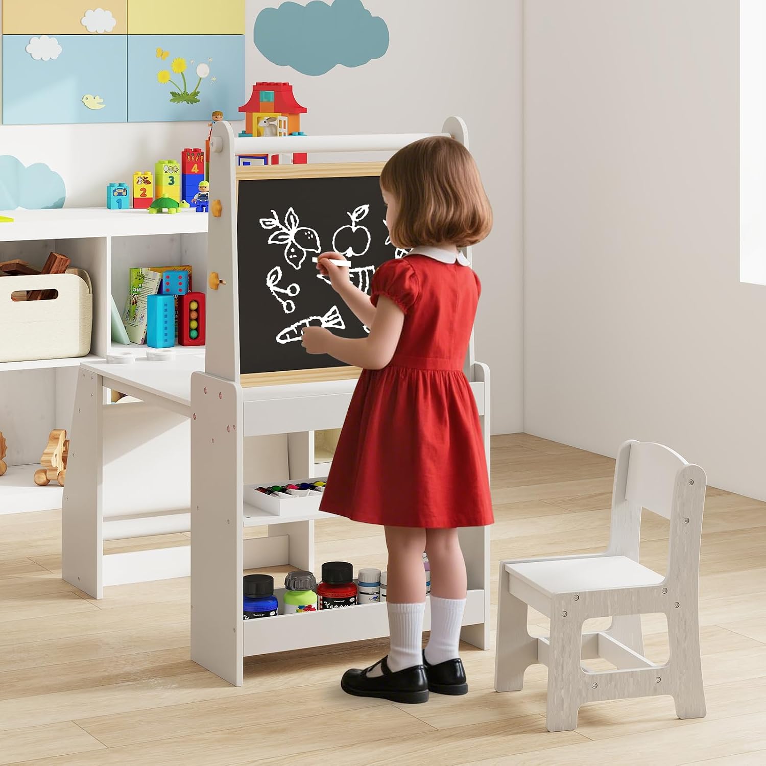 Kids Art Table & Chair Set 4-i - Kids Art Easel ulasan dan harga