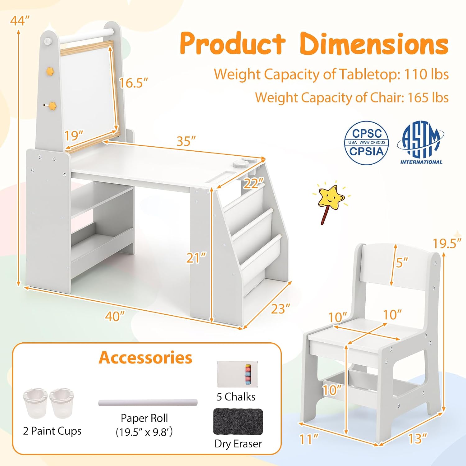 Kids Art Table & Chair Set 4-i - Kids Art Easel ulasan dan harga