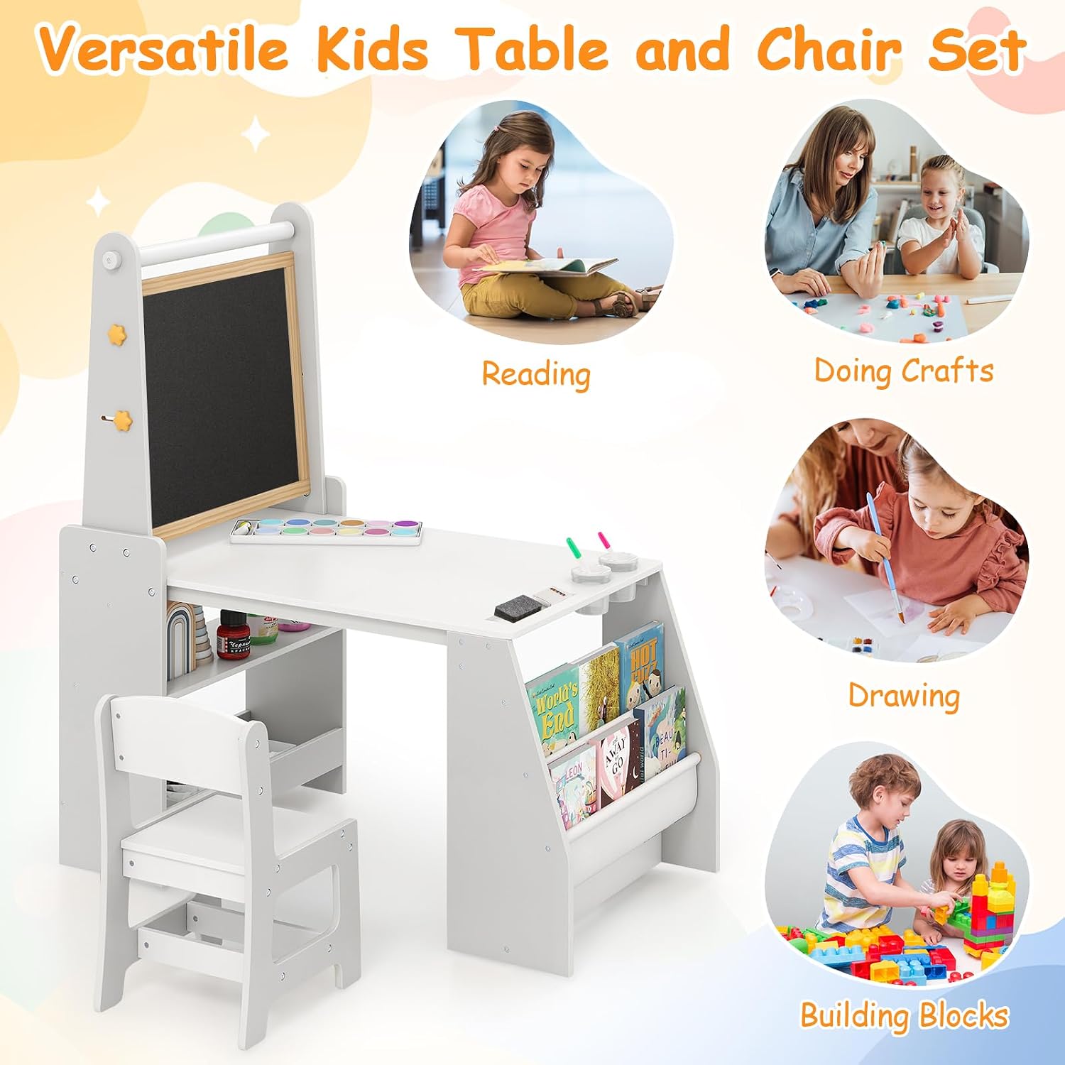 Kids Art Table & Chair Set 4-i - Kids Art Easel ulasan dan harga