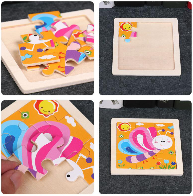 4PCS/lot 3D Wooden Jigsaw Puzz - Kids Toys Deals ulasan dan harga
