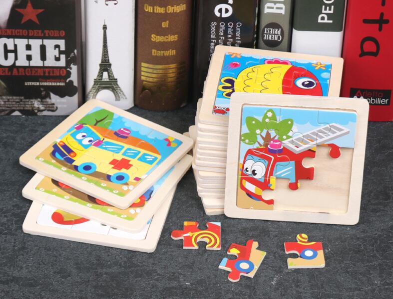 4PCS/lot 3D Wooden Jigsaw Puzz - Kids Toys Deals ulasan dan harga