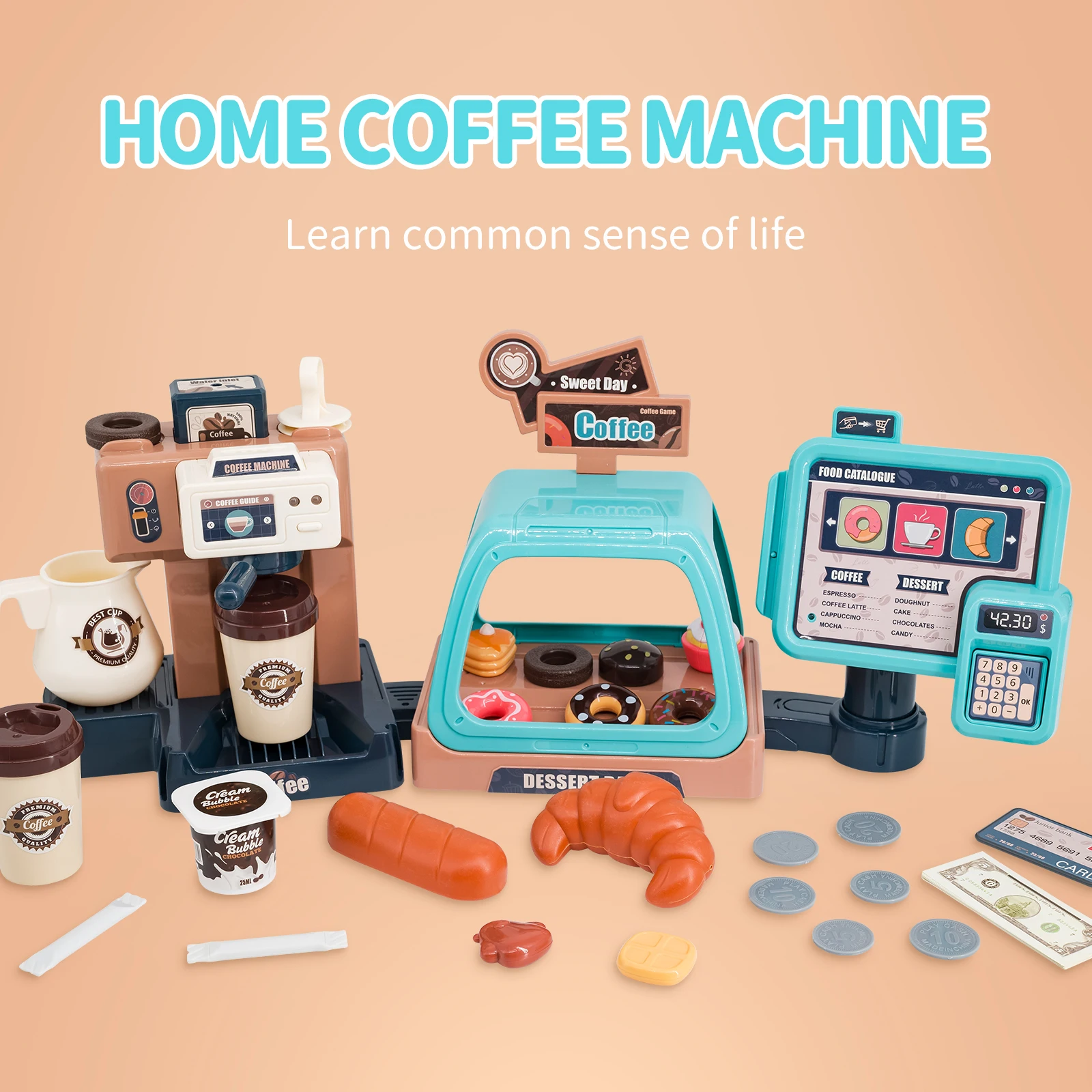 3 In 1 Coffee Machine Toy Set  - Toy Cash Register ulasan dan harga