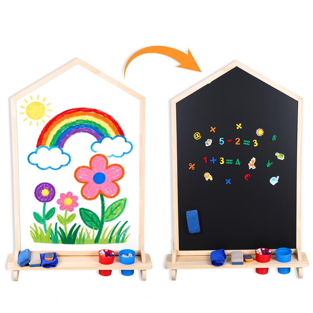 House-Shaped Double-Sided Draw - Kids Art Easel ulasan dan harga