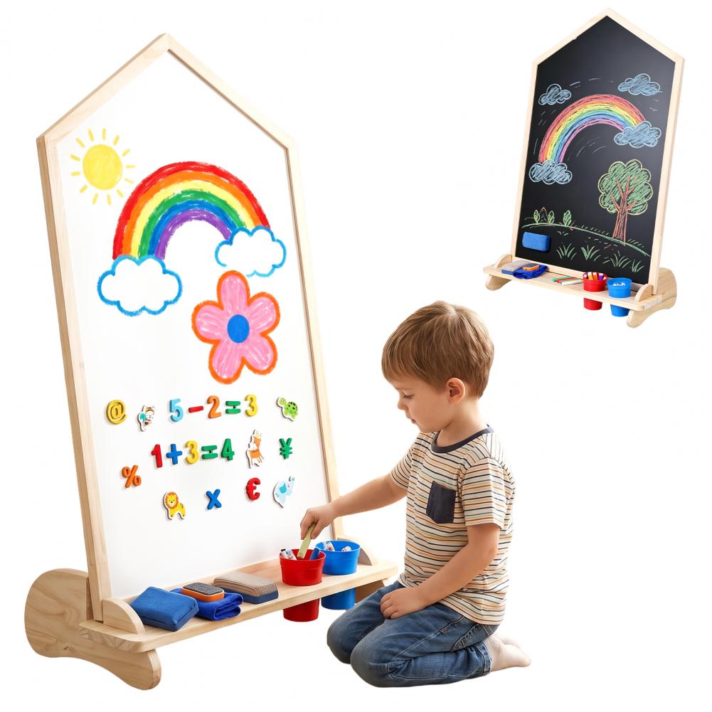 House-Shaped Double-Sided Draw - Kids Art Easel ulasan dan harga