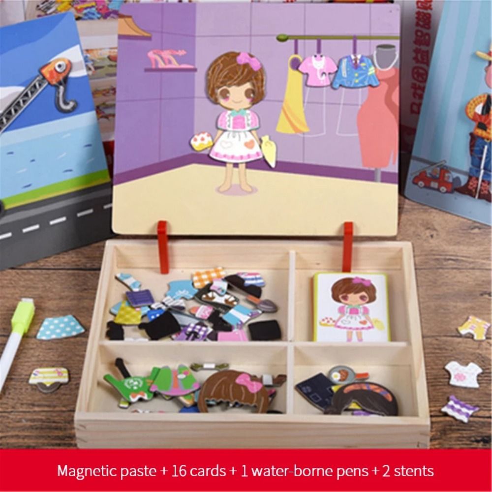 Wood Magnetic 3D Puzzles with  - Kids Toys Drawing Easy ulasan dan harga
